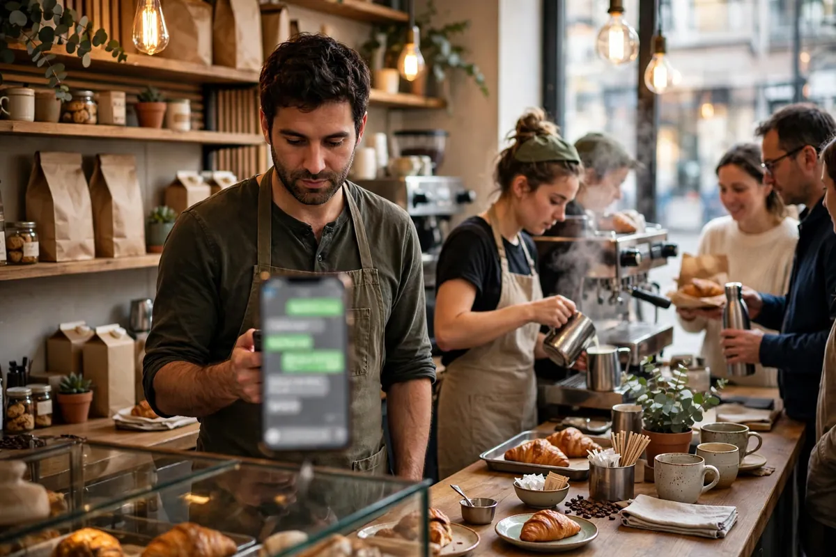 WhatsApp AI Chatbot conversation on a customer phone