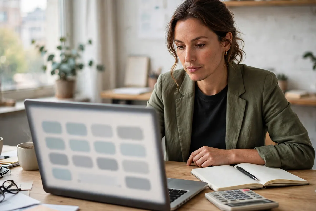 Owner comparing website and chatbot plan options on a laptop